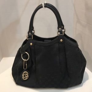 Gucci Sukey GG Black Canvas & Leather Bag
